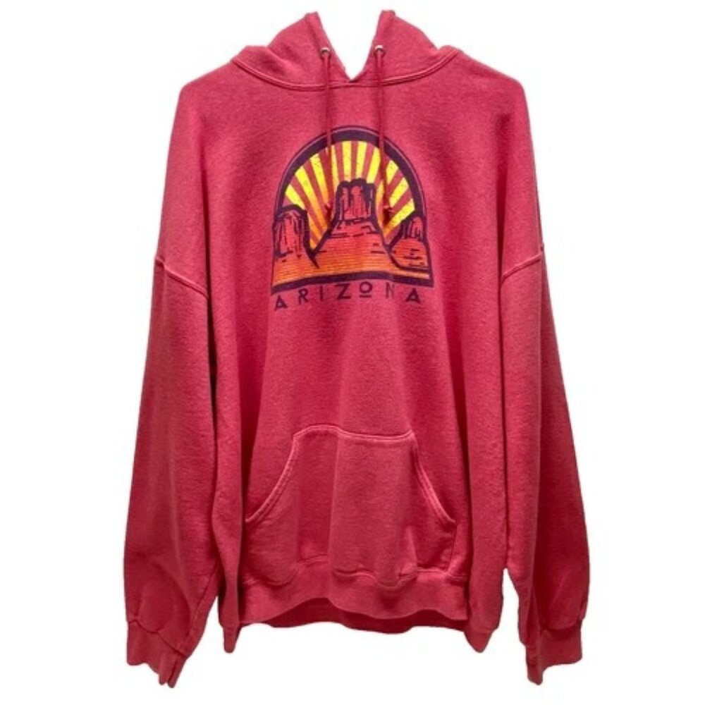 Arizona Hooded Sweatshirt Adult 2XL Salmon Heather Red Jerzees Nublend‎ Top GUC